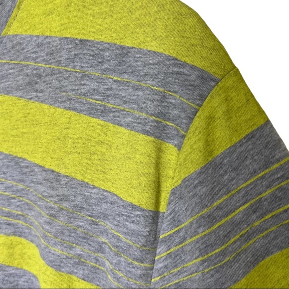 Apt 9 Neon Yellow & Grey Striped V-Neck T-Shirt M - Picture 2 of 8